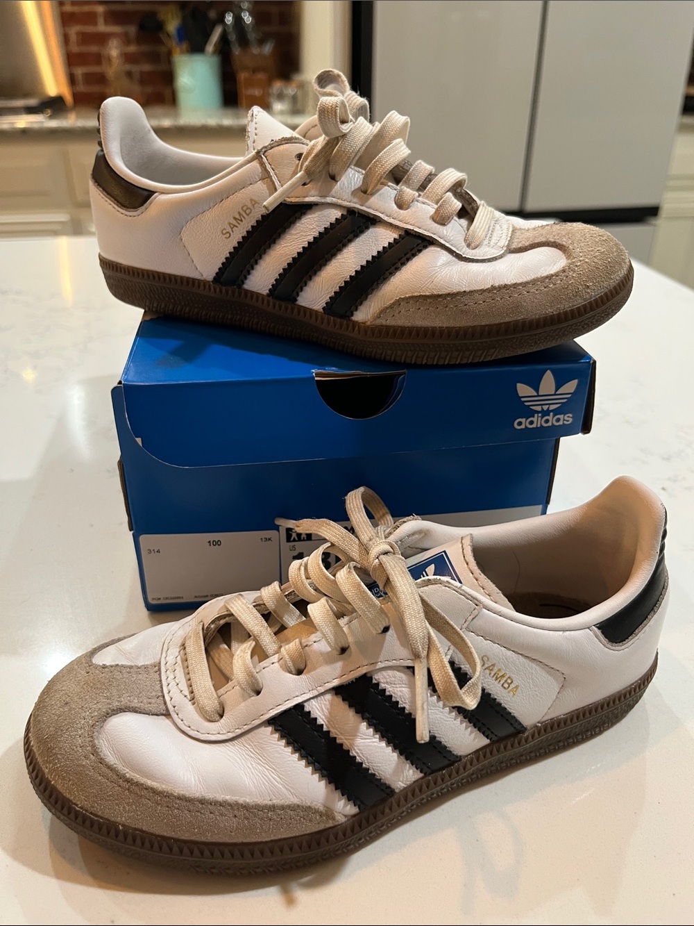 adidas White Black Tan Samba Sneakers